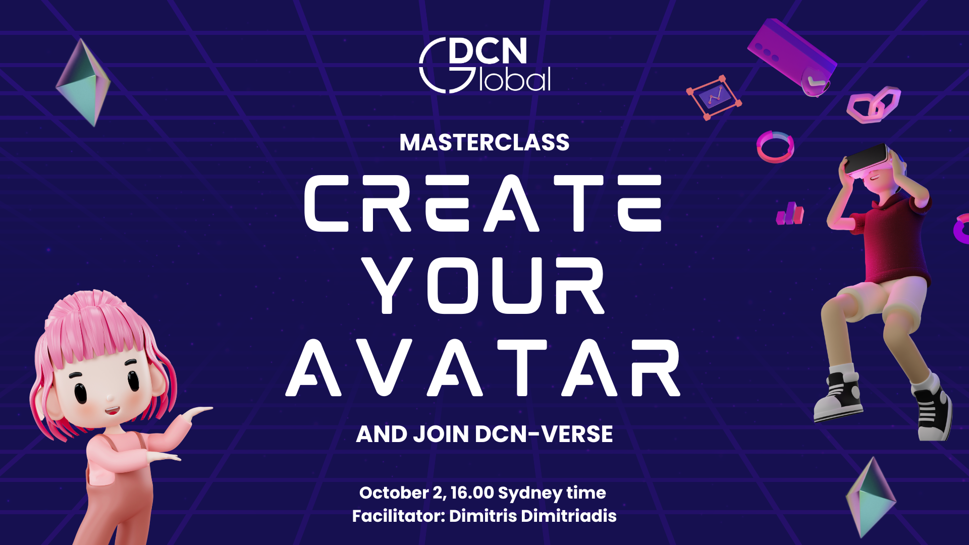 October 2: Masterclass: Create your own avatar and join the DCN-Verse!